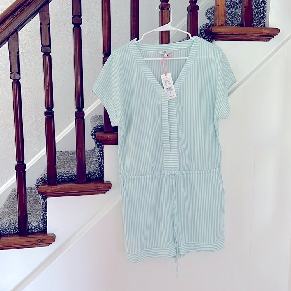 NWT Vineyard Vines Aqua Seersucker Romper